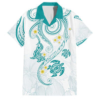 Polynesia Tribal Hawaiian Shirt Teal Plumeria Tentacles