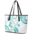 Polynesia Tribal Leather Tote Bag Teal Plumeria Tentacles