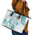 Polynesia Tribal Leather Tote Bag Teal Plumeria Tentacles