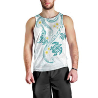 Polynesia Tribal Men Tank Top Teal Plumeria Tentacles