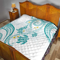 Polynesia Tribal Quilt Teal Plumeria Tentacles
