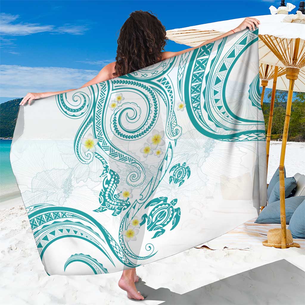 Polynesia Tribal Sarong Teal Plumeria Tentacles LT7 One Size 44 x 66 inches Teal - Polynesian Pride