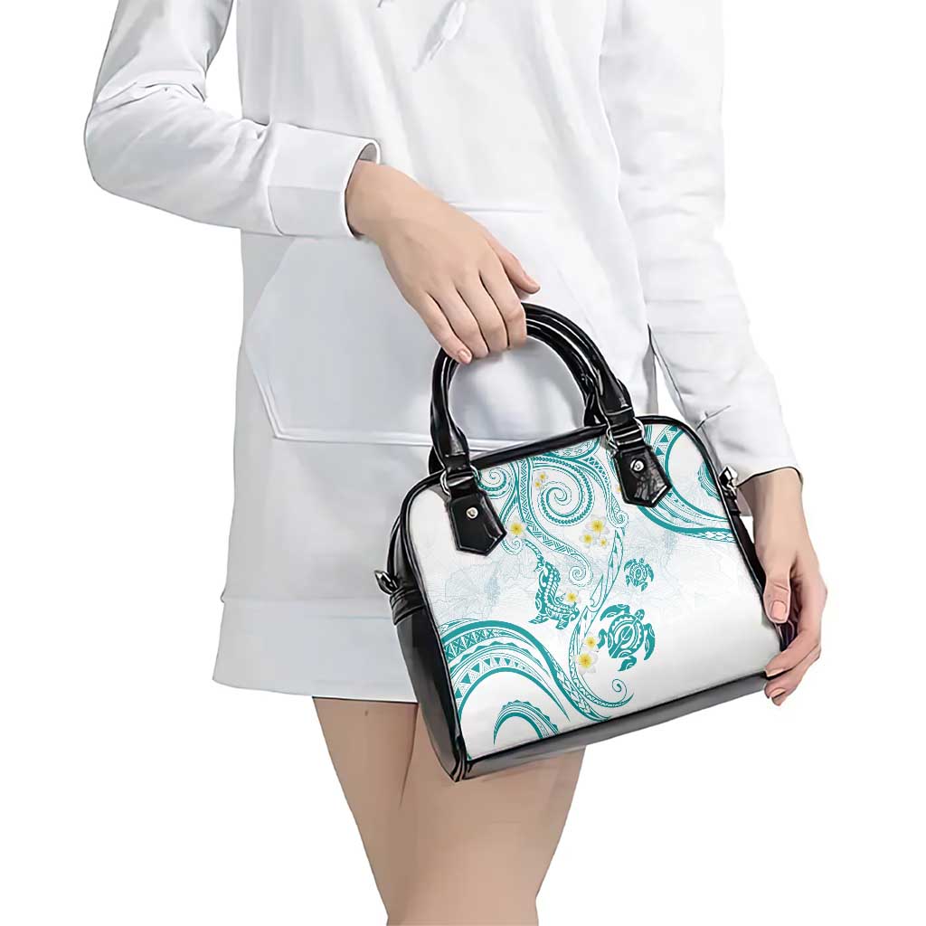 Polynesia Tribal Shoulder Handbag Teal Plumeria Tentacles