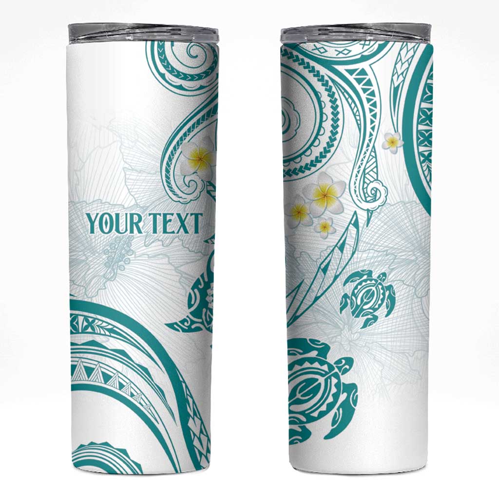 Polynesia Tribal Skinny Tumbler Teal Plumeria Tentacles