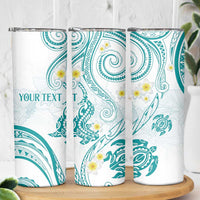 Polynesia Tribal Skinny Tumbler Teal Plumeria Tentacles