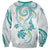 Polynesia Tribal Sweatshirt Teal Plumeria Tentacles