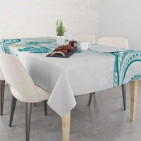 Polynesia Tribal Tablecloth Teal Plumeria Tentacles