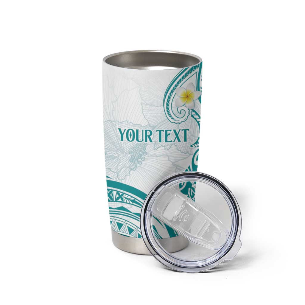 Polynesia Tribal Tumbler Cup Teal Plumeria Tentacles