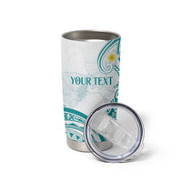Polynesia Tribal Tumbler Cup Teal Plumeria Tentacles