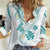 Polynesia Tribal Women Casual Shirt Teal Plumeria Tentacles
