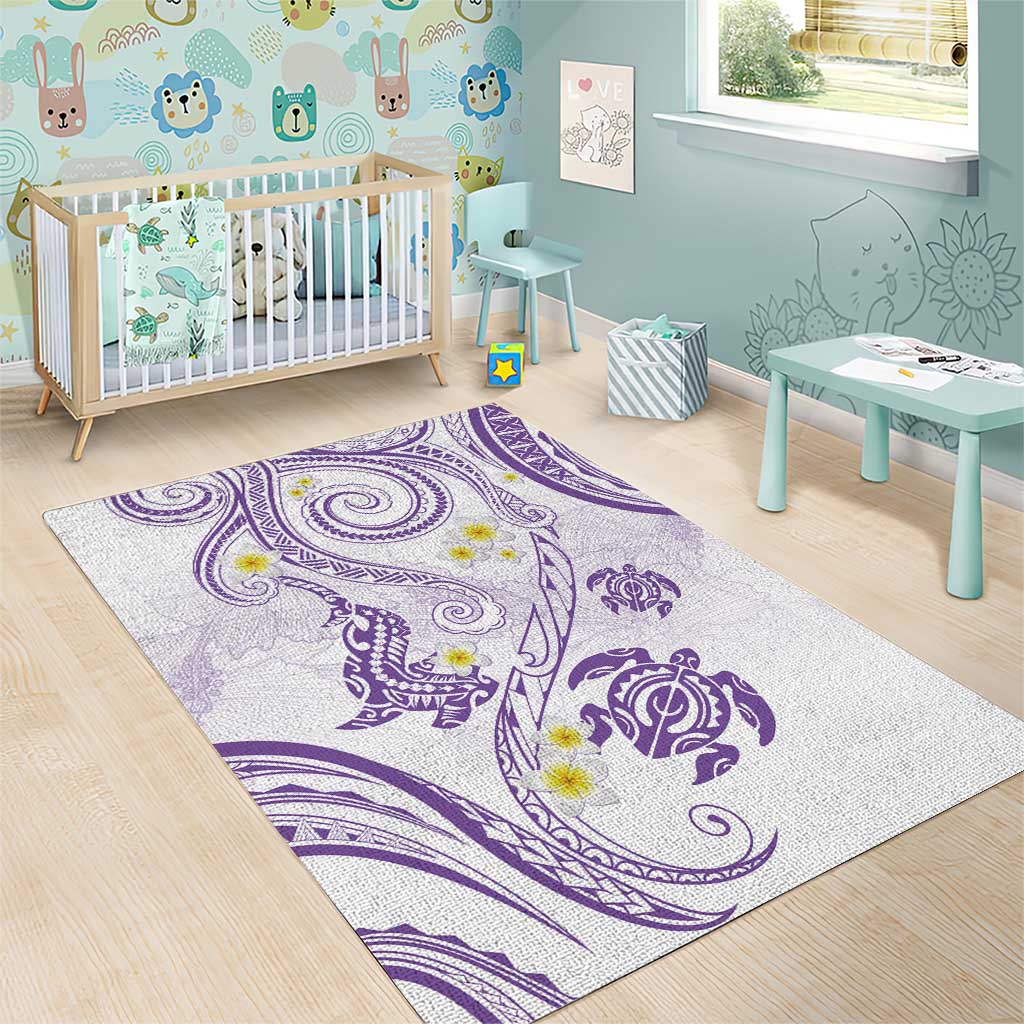Polynesia Tribal Area Rug Lilac Plumeria Tentacles