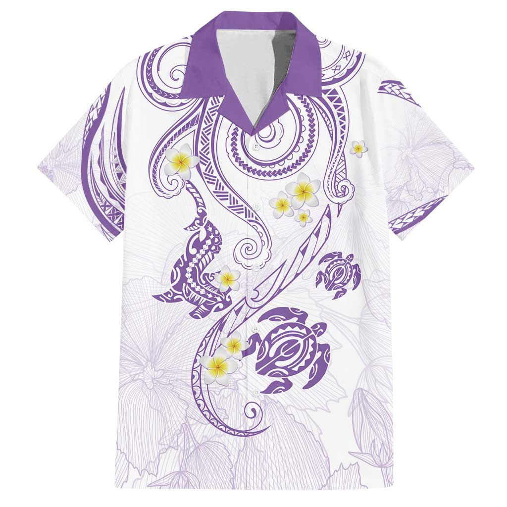 Polynesia Tribal Family Matching Long Sleeve Bodycon Dress and Hawaiian Shirt Lilac Plumeria Tentacles