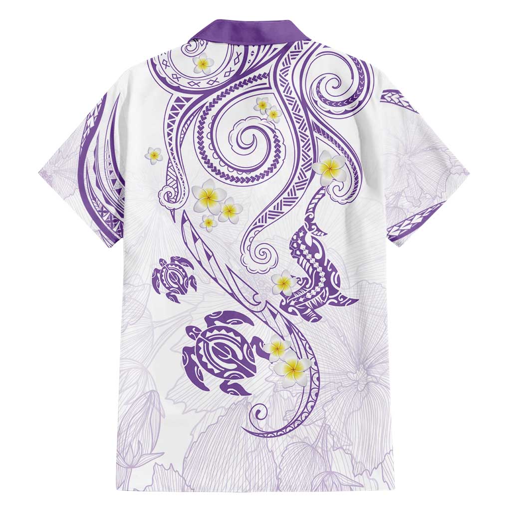 Polynesia Tribal Family Matching Long Sleeve Bodycon Dress and Hawaiian Shirt Lilac Plumeria Tentacles