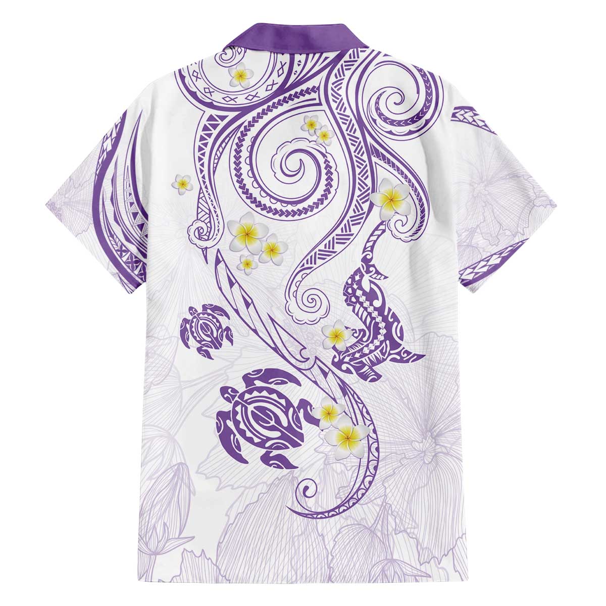 Polynesia Tribal Family Matching Off The Shoulder Long Sleeve Dress and Hawaiian Shirt Lilac Plumeria Tentacles