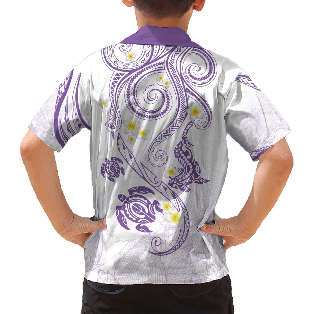 Polynesia Tribal Family Matching Tank Maxi Dress and Hawaiian Shirt Lilac Plumeria Tentacles