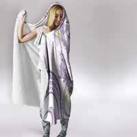 Polynesia Tribal Hooded Blanket Lilac Plumeria Tentacles