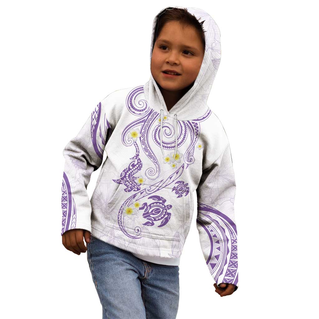 Polynesia Tribal Kid Hoodie Lilac Plumeria Tentacles
