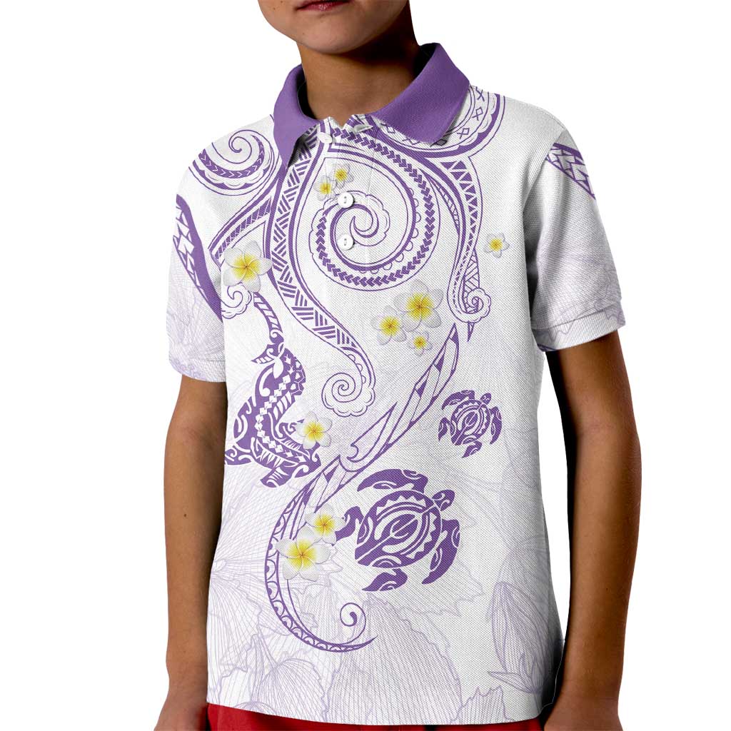 Polynesia Tribal Kid Polo Shirt Lilac Plumeria Tentacles LT7 Kid Lilac - Polynesian Pride