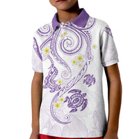 Polynesia Tribal Kid Polo Shirt Lilac Plumeria Tentacles