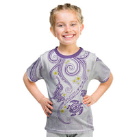 Polynesia Tribal Kid T Shirt Lilac Plumeria Tentacles