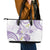 Polynesia Tribal Leather Tote Bag Lilac Plumeria Tentacles