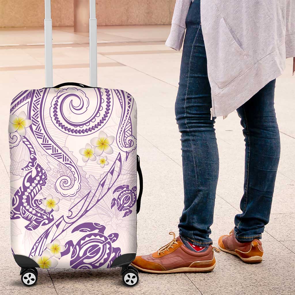Polynesia Tribal Luggage Cover Lilac Plumeria Tentacles