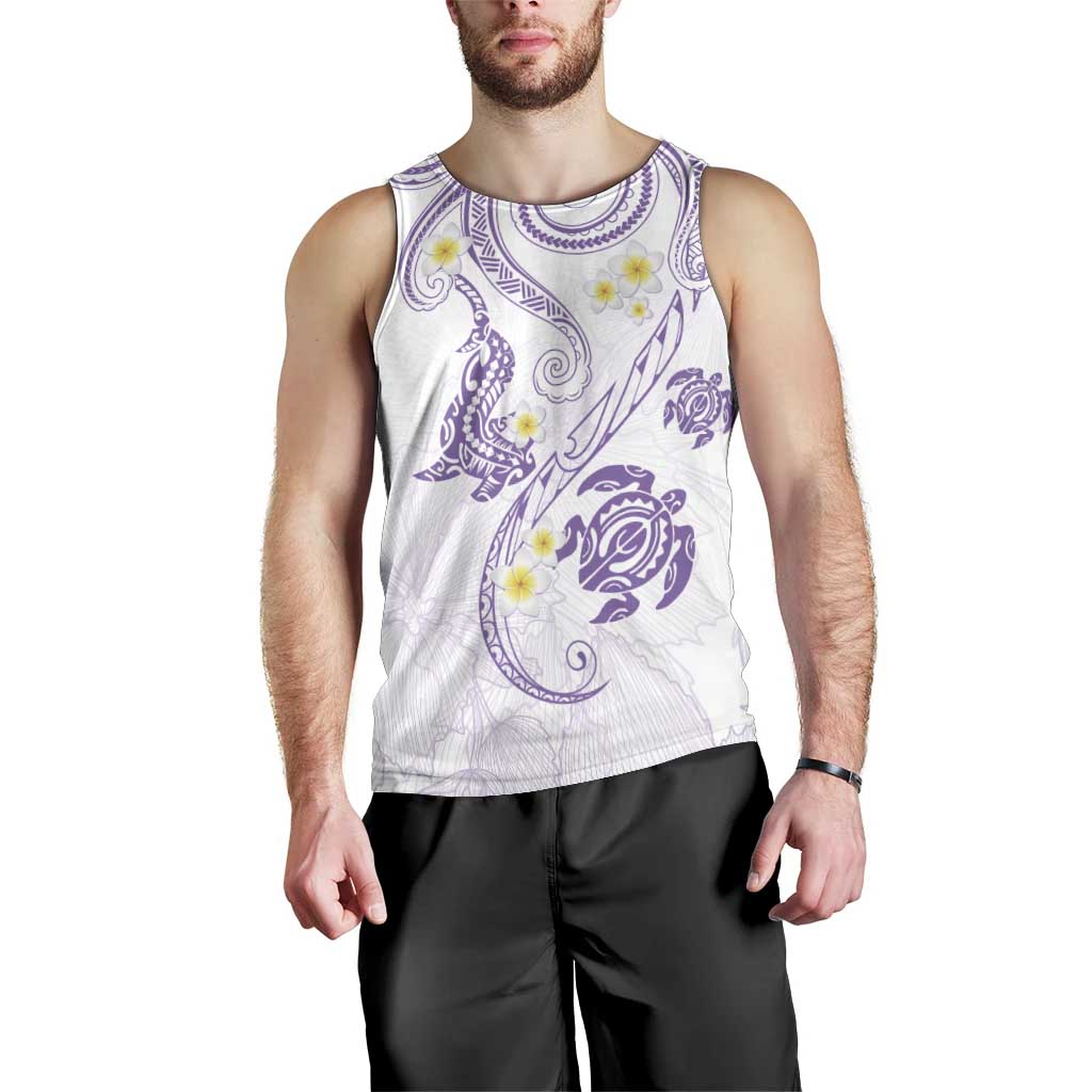 Polynesia Tribal Men Tank Top Lilac Plumeria Tentacles