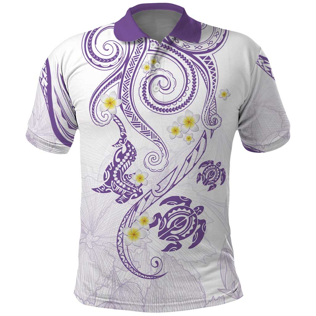 Polynesia Tribal Polo Shirt Lilac Plumeria Tentacles