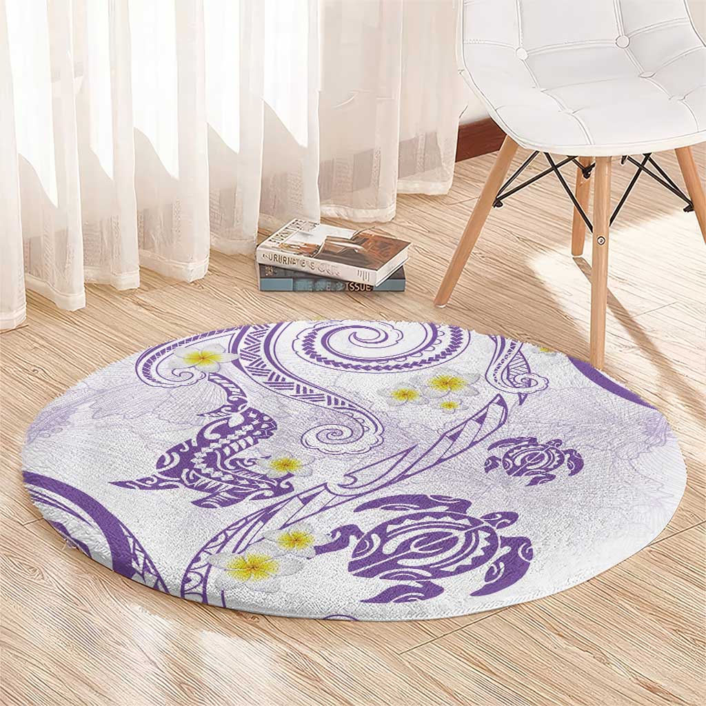 Polynesia Tribal Round Carpet Lilac Plumeria Tentacles LT7 - Polynesian Pride