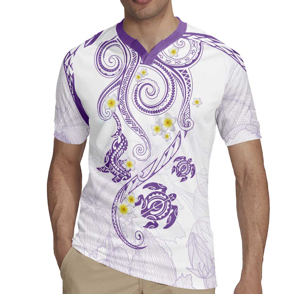 Polynesia Tribal Rugby Jersey Lilac Plumeria Tentacles