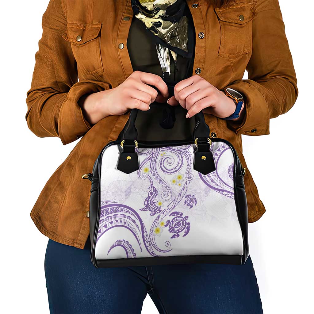 Polynesia Tribal Shoulder Handbag Lilac Plumeria Tentacles