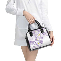 Polynesia Tribal Shoulder Handbag Lilac Plumeria Tentacles