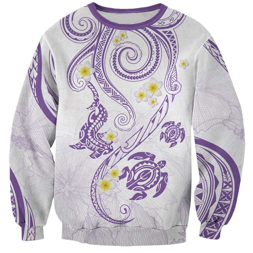 Polynesia Tribal Sweatshirt Lilac Plumeria Tentacles