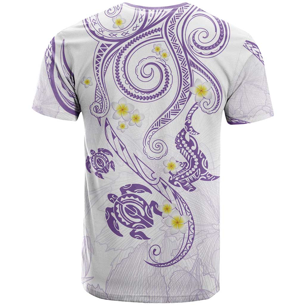 Polynesia Tribal T Shirt Lilac Plumeria Tentacles