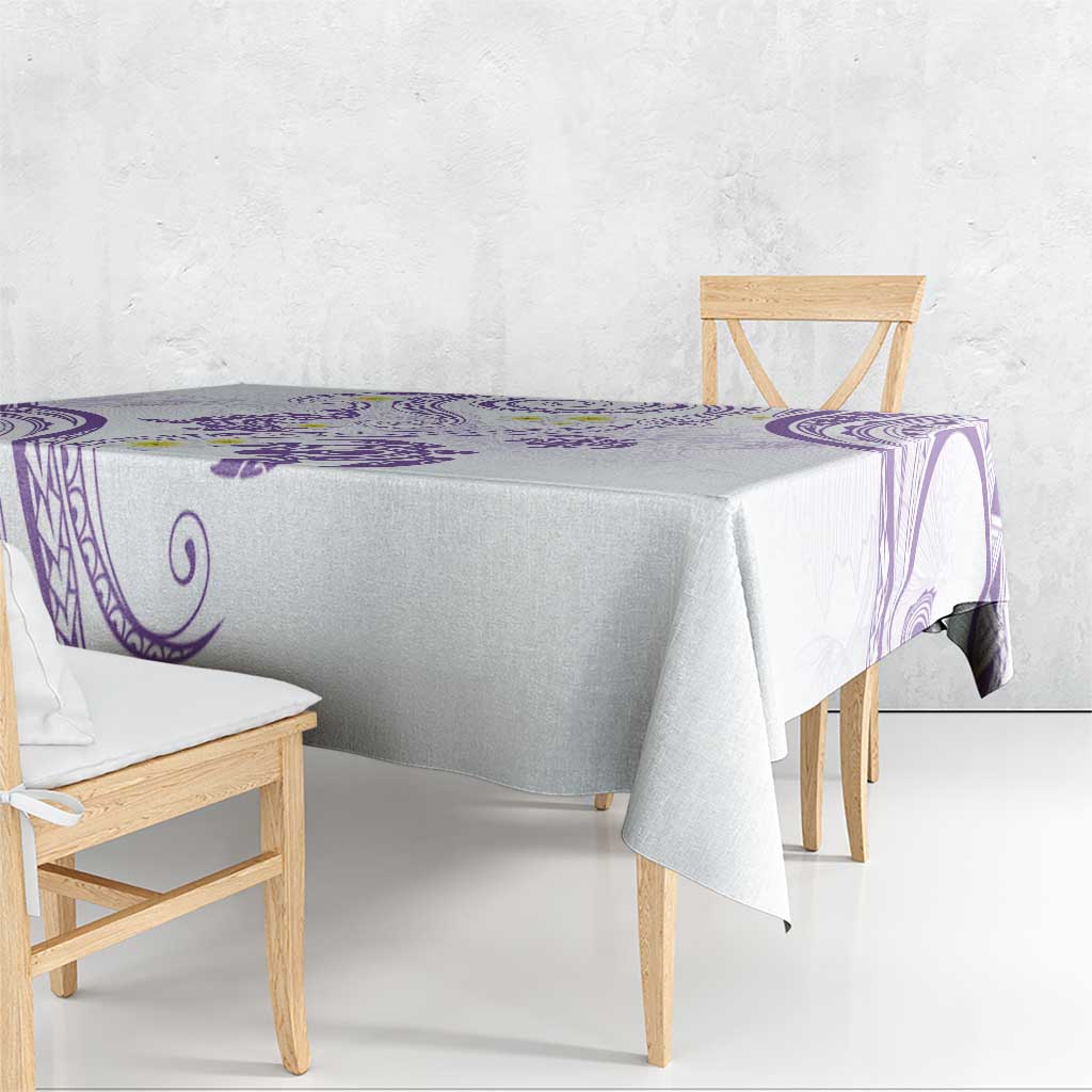 Polynesia Tribal Tablecloth Lilac Plumeria Tentacles