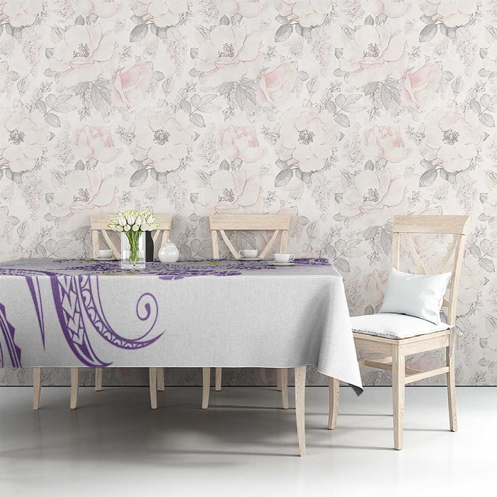 Polynesia Tribal Tablecloth Lilac Plumeria Tentacles