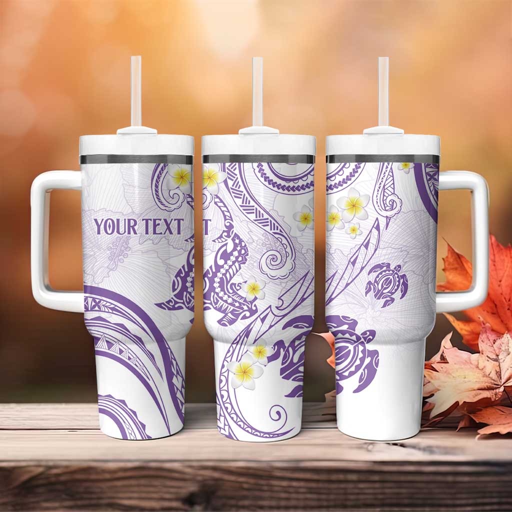 Polynesia Tribal Tumbler With Handle Lilac Plumeria Tentacles