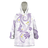 Polynesia Tribal Wearable Blanket Hoodie Lilac Plumeria Tentacles