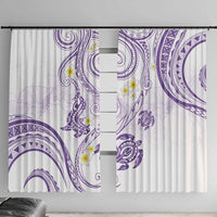 Polynesia Tribal Window Curtain Lilac Plumeria Tentacles