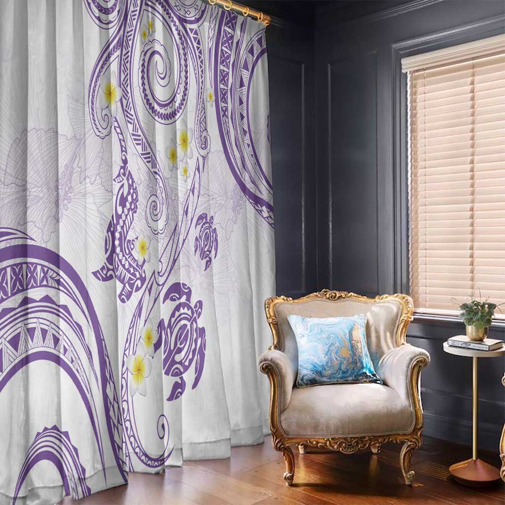 Polynesia Tribal Window Curtain Lilac Plumeria Tentacles
