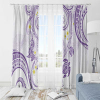 Polynesia Tribal Window Curtain Lilac Plumeria Tentacles
