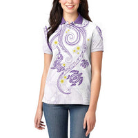 Polynesia Tribal Women Polo Shirt Lilac Plumeria Tentacles
