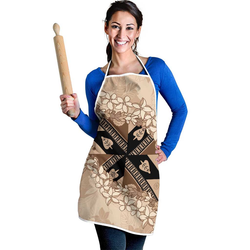 Bula Fiji Plumeria Tagimoucia Salusalu Beige Apron Kaiviti Masi - Polynesian Pride