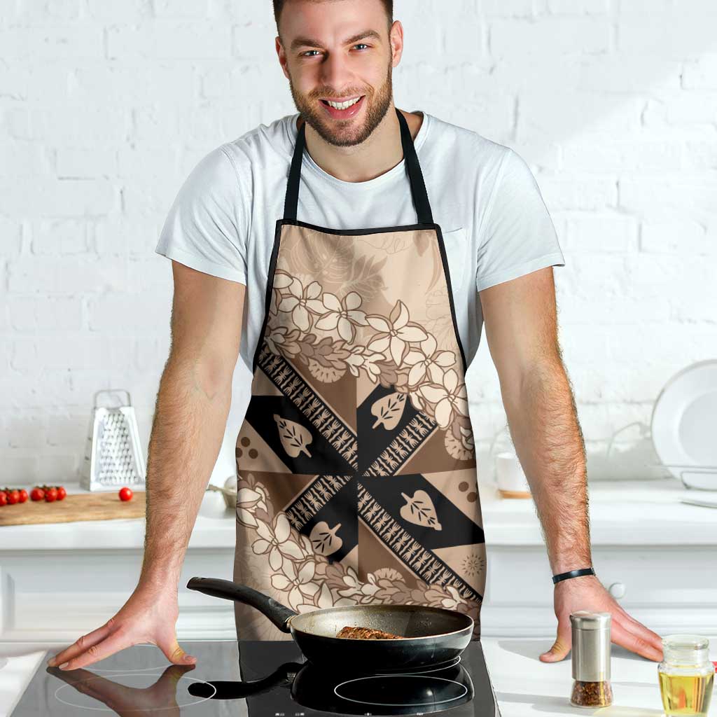 Bula Fiji Plumeria Tagimoucia Salusalu Beige Apron Kaiviti Masi - Polynesian Pride