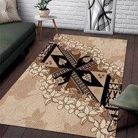 Bula Fiji Plumeria Tagimoucia Salusalu Beige Area Rug Kaiviti Masi - Polynesian Pride