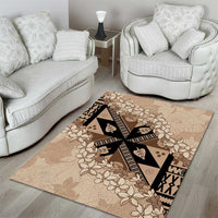 Bula Fiji Plumeria Tagimoucia Salusalu Beige Area Rug Kaiviti Masi - Polynesian Pride