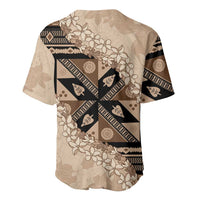 Bula Fiji Plumeria Tagimoucia Salusalu Beige Baseball Jersey Kaiviti Masi - Polynesian Pride