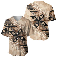 Bula Fiji Plumeria Tagimoucia Salusalu Beige Baseball Jersey Kaiviti Masi - Polynesian Pride