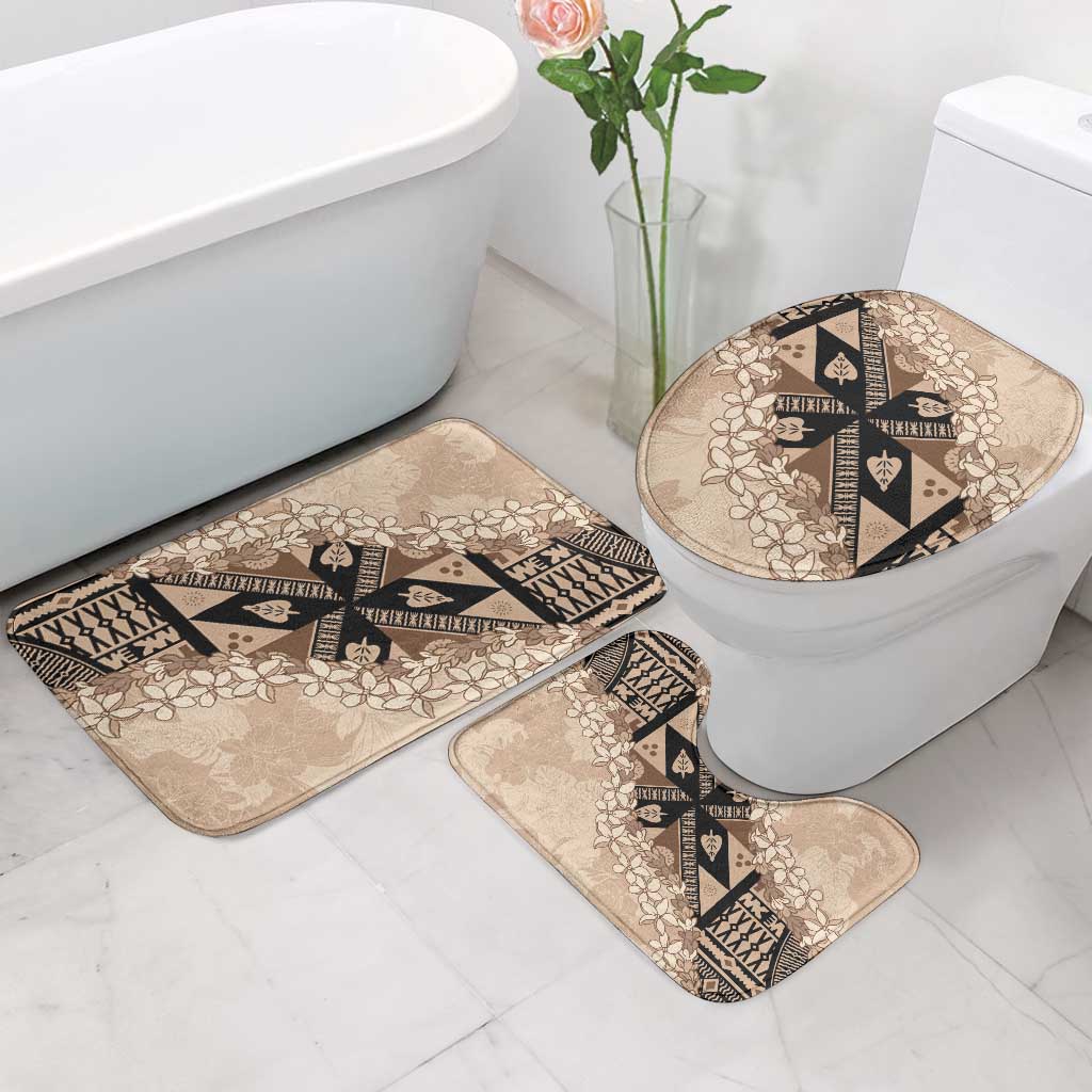 Bula Fiji Plumeria Tagimoucia Salusalu Beige Bathroom Set Kaiviti Masi - Polynesian Pride