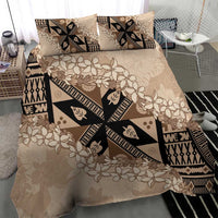 Bula Fiji Plumeria Tagimoucia Salusalu Beige Bedding Set Kaiviti Masi - Polynesian Pride